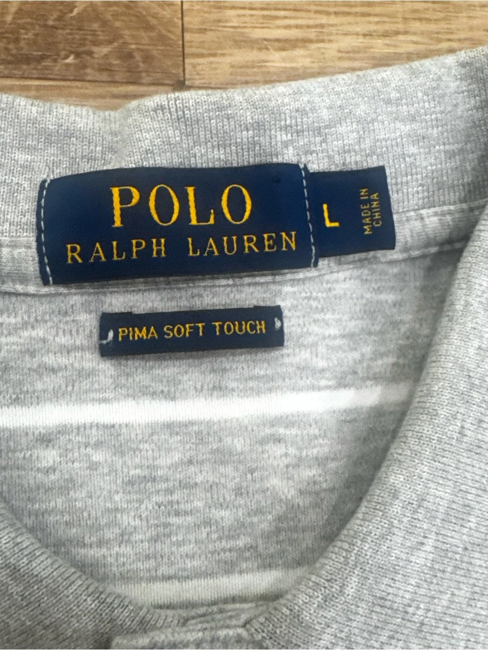 Polo Ralph Lauren Pima Soft Touch Gray White Striped Polo Shirt Men’s Large